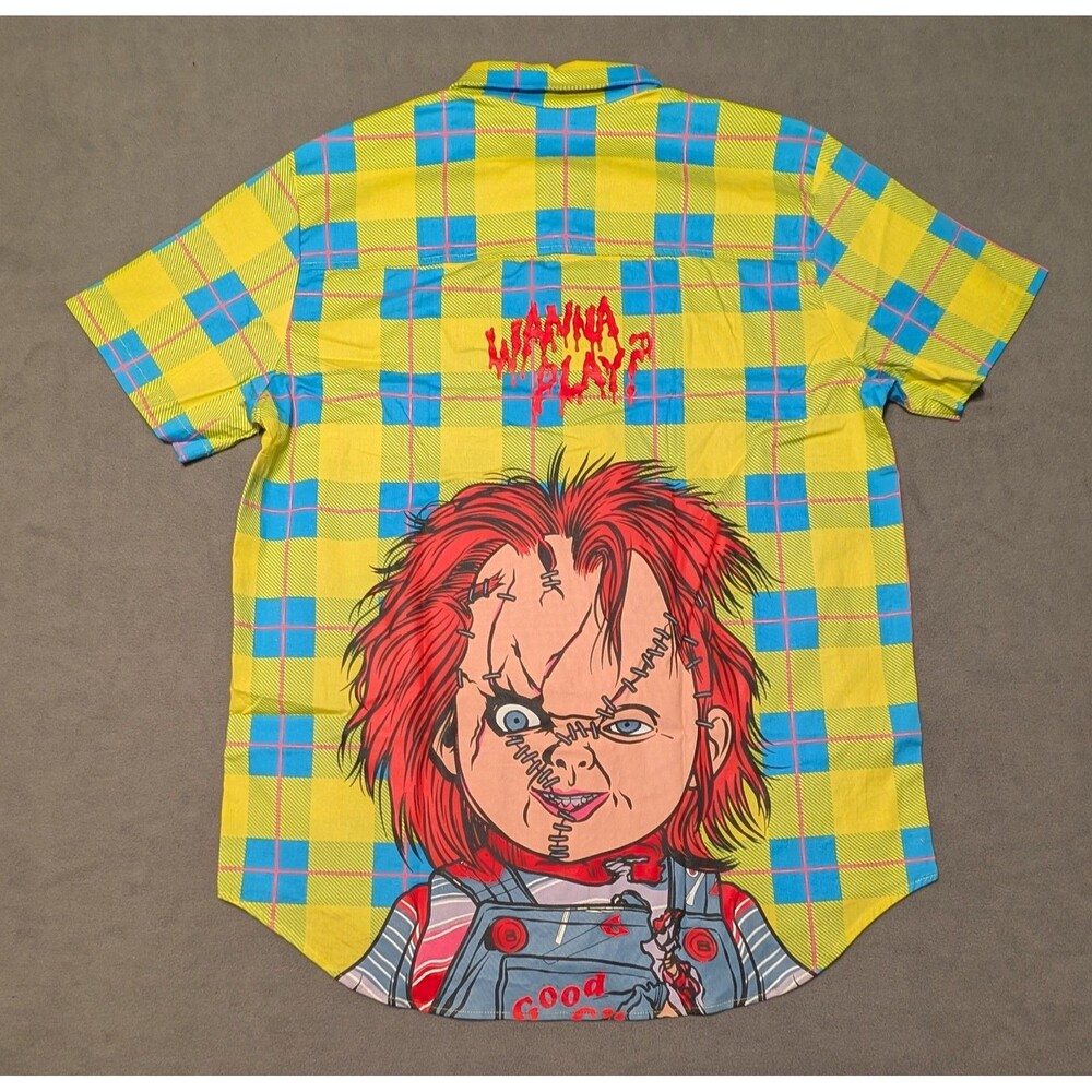 Universal Studios Halloween Horror Nights 2023 Chucky Plaid Button Shirt XL Camp